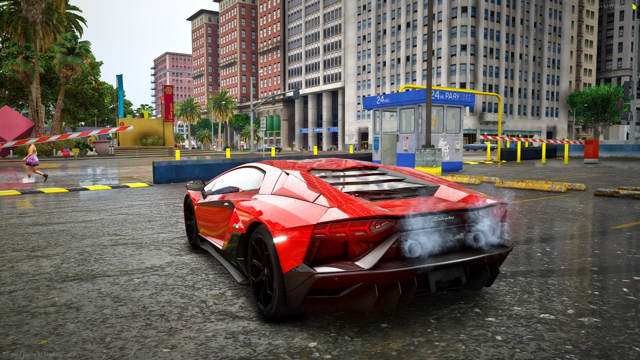 Green sports car with realistic FiveM reflections
