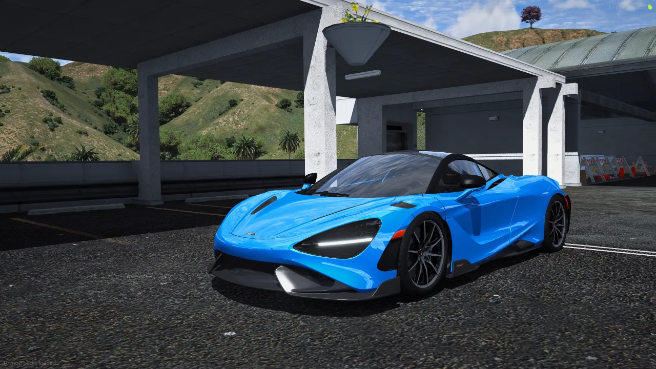 Yellow sports car on a realistic FiveM road
